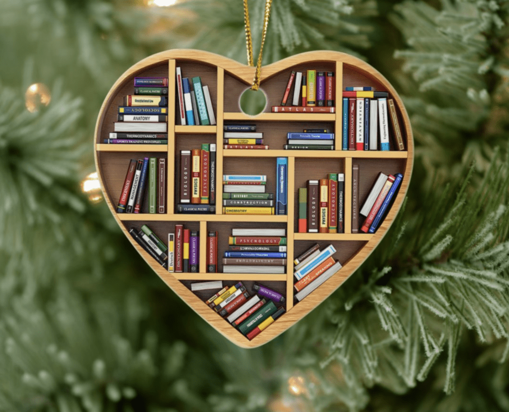 Book lovers heart ornament