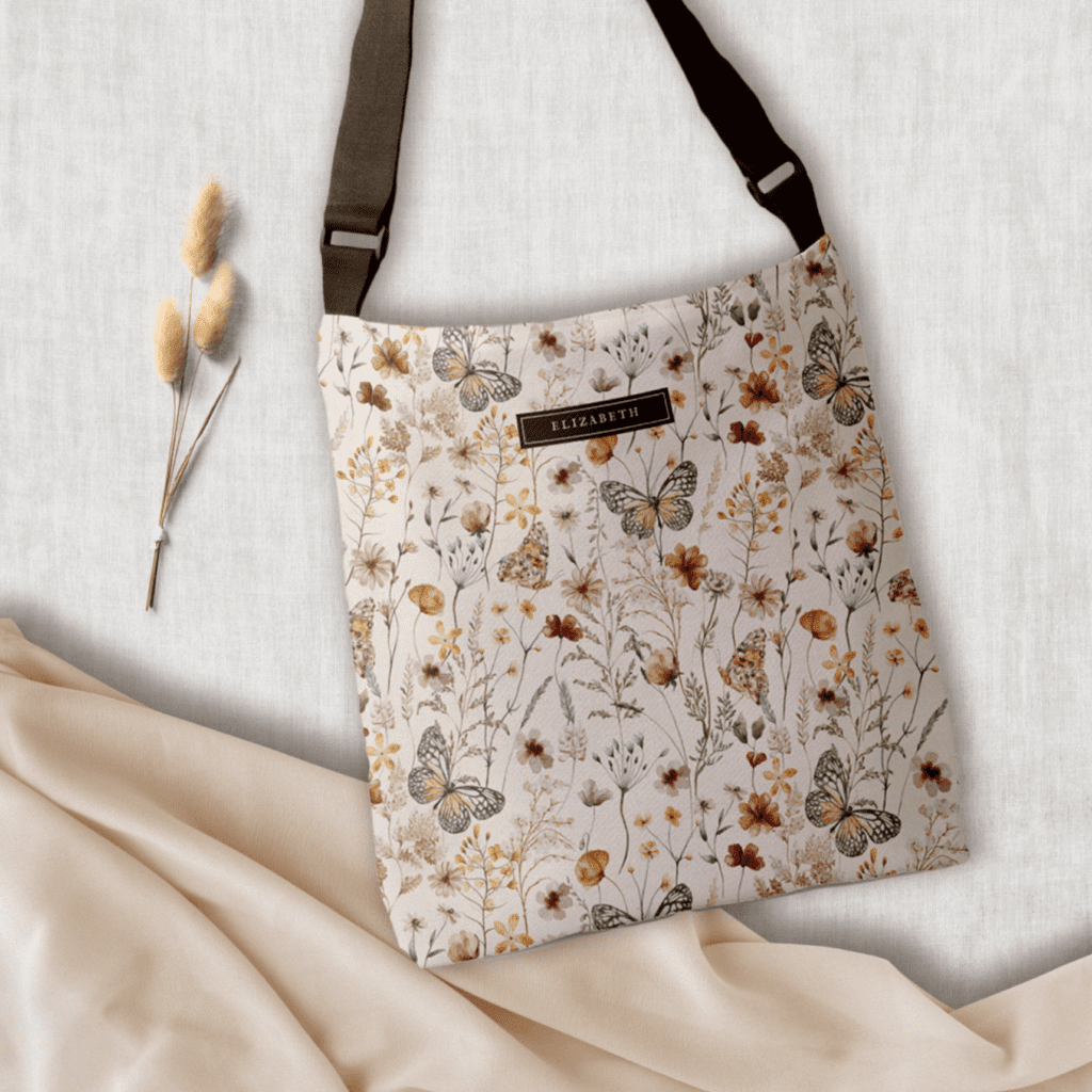 Personalized Butterfly Shoulder Tote Bag